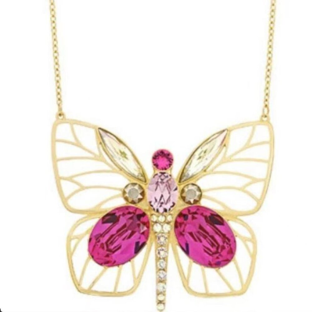 SWAROVSKI # 5160077 MULTICOLOR CRYSTAL LONG BUTTERFLY PENDANT BLOOM 75CM